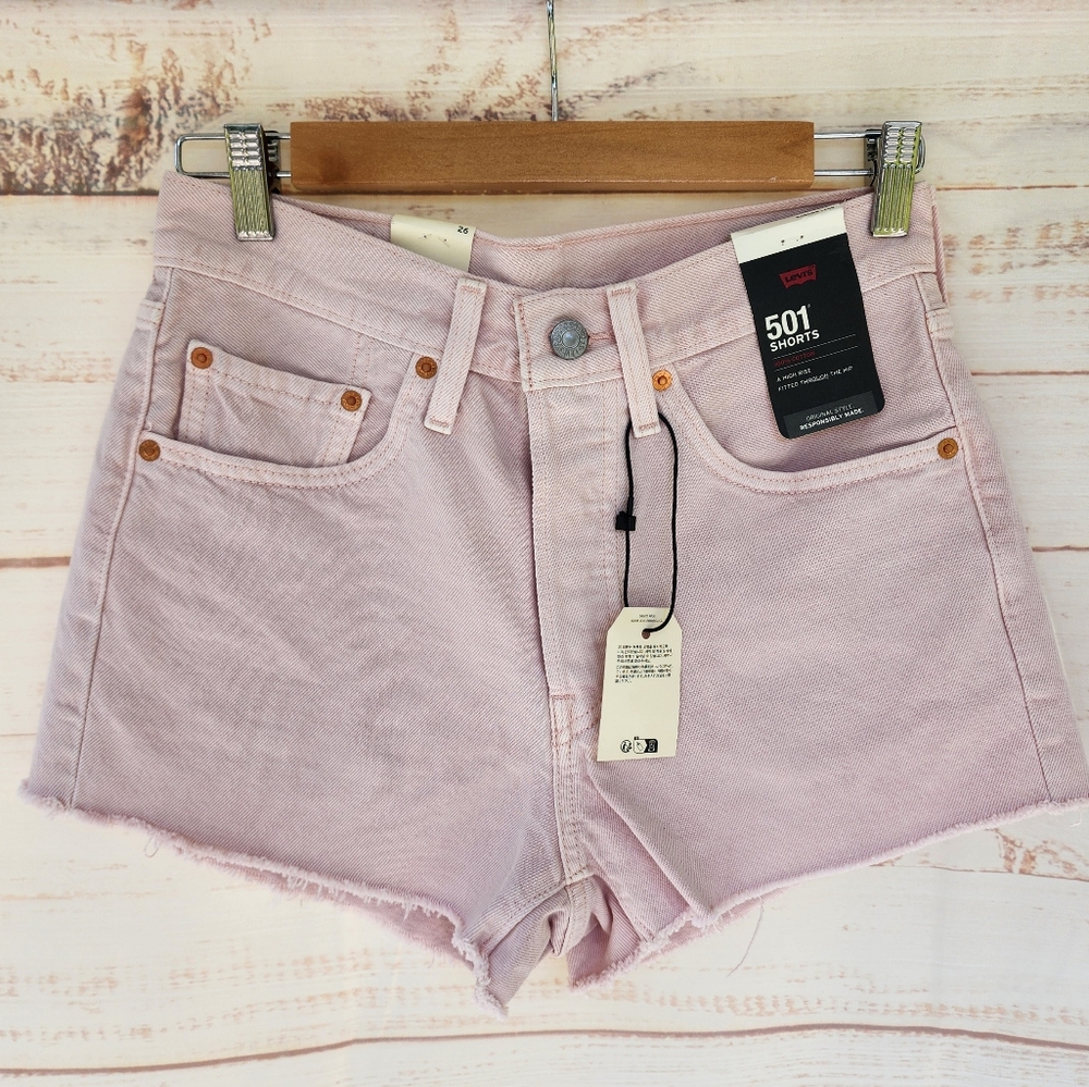 Levi's 501 Mauve Pink Denim Shorts - Picture 13 of 13